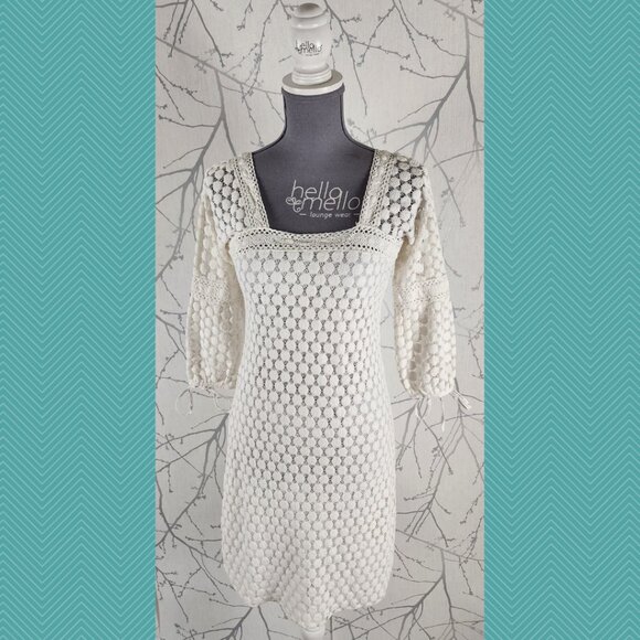 Solitaire Dresses & Skirts - Solitaire White Ivory Eyelet Lace Overlay Dress